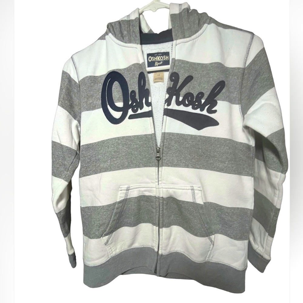 Oshkosh Gray/White kids Hodded Jacket Sz 12